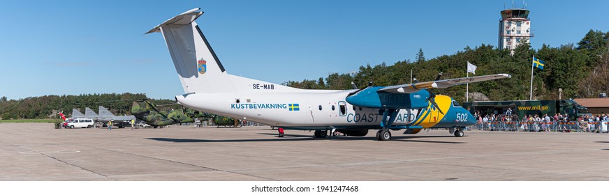 Gothenburg, Sweden - August 30 2008: Swedish Coast Guard Bombardier Dash 8 Q300 SE-MAB At Säve Airport