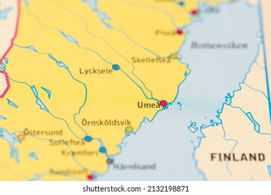 Gothenburg, Sweden - February 20 2022: Map of Umeå in Sweden.