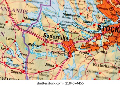 Gothenburg, Sweden - February 20 2022: Map of Södertälje in Sweden.