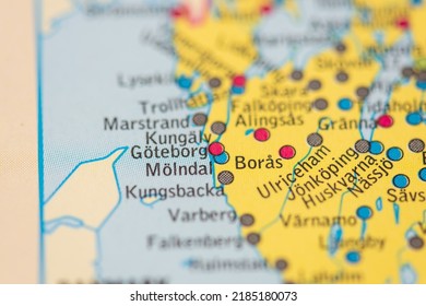 Gothenburg, Sweden - February 20 2022: Map of Göteborg, Mölndal and Borås in Sweden.