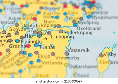 Gothenburg, Sweden - February 20 2022: Map of Linköping in Sweden.