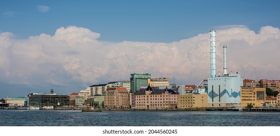 Gothenburg, Sweden - July 14 2021: Skyline of Otterhllan, Skeppsbron and Rosenlund.