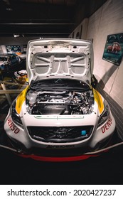 Gothenburg, Sweden - June 28th 2021: Volvo Race Car Engine On Exbibition In Volvo Museum