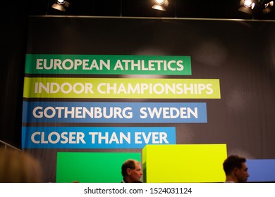 Gothenburg, Sweden - March 2, 2013: European Athletics Indoor Championships Gothenburg Sweden Closer Than Ever Banner Iaaf Championship