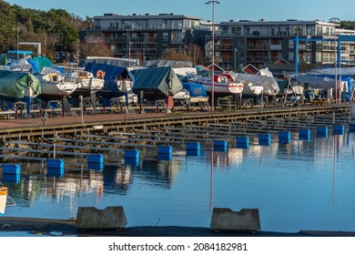 Gothenburg, Sweden - november 21 2021: Boats laid up for the winter at Fiskebäck.