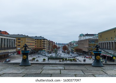 Gothenburg / Sweden - November 24 2019: The end of the famous Avenue in central Gothenburg, Sweden during a cold winter day. 