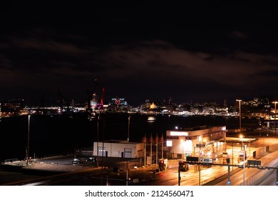 Gothenburg, Sweden - november 28 2021: Night photo of the Gothenburg skyline.