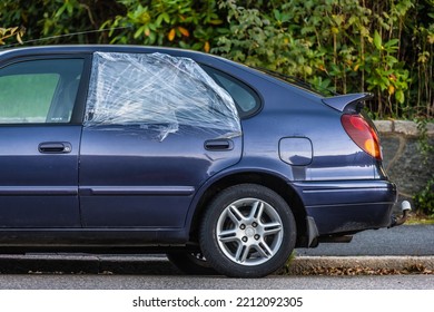 Gothenburg, Sweden - October 03 2022: Old And Beat Up Blu Toyota Car.