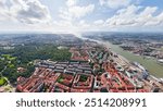 Gothenburg, Sweden. Panorama of the city in summer in cloudy weather. Aerial view