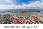 Gothenburg, Sweden. Panorama of the city in summer in cloudy weather. Aerial view