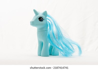 Gothenburg, Sweden - September 11 2021: Blue My Little Pony Horse Toy Figure.