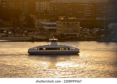 Gothenburg, Sweden - September 14 2022: Electric Ferry Elvy Crossing The River.