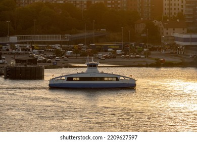 Gothenburg, Sweden - September 14 2022: Electric Ferry Elvy Crossing The River.