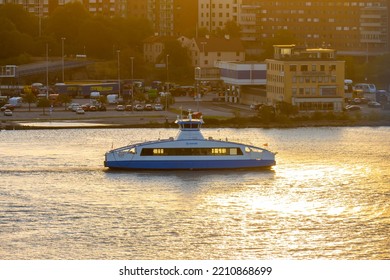 Gothenburg, Sweden - September 14 2022: Electric Ferry Elvy Crossing The River.