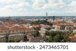 Gothenburg, Sweden. Skansen Kronan - A fortress on a hill with panoramic views of the city. Panorama of the city. Summer day. Cloudy weather, Aerial View  