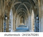 Gothic arches at Duke Chapel on the campus of Duke University in Durham North Carolina                               