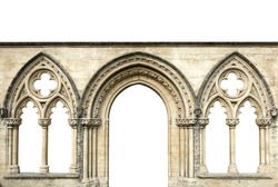 Gothic Arches Isolated On White Background. Elements Of Architecture, Ancient Arches, Columns, Windows And Apertures