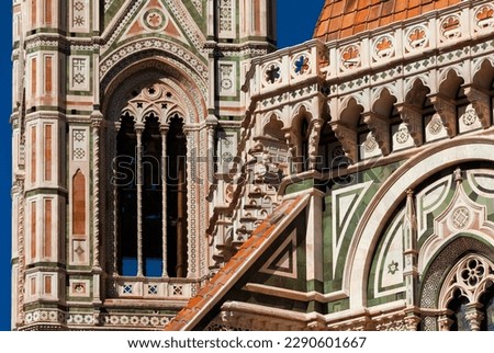 Gothic architecture in Florence. Apse and bell tower of St Mayr of the Flower, completed between 14th and early 15th century