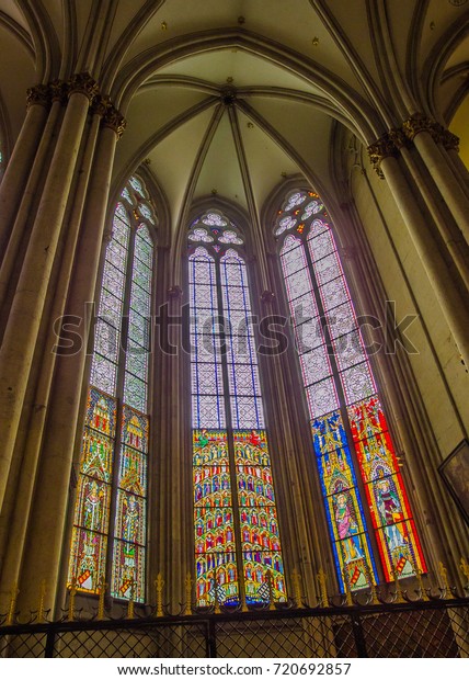 Gothic Ceiling Arch Interior Cologne Cathedral Stock Photo