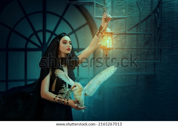 Gothic Fantasy Woman Witch Black Dress Stock Photo 2165267013 ...