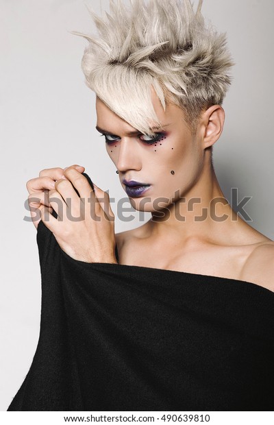 Gothic Fashion Model Boy Blonde Hair Stock Photo Edit Now 490639810