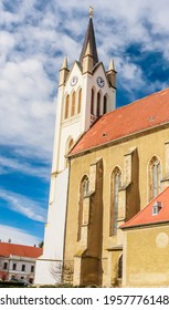 Gothic Franciscan Parish Church In Kezsthely, Hungary. Built In 1390 And Renovated In 19th Century In Baroque Style, Giving It An Imposing Neo Gothic 