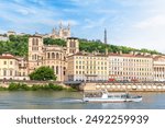 Gothic Lyon Cathedral by the Saône River in the Vieux Lyon District, France