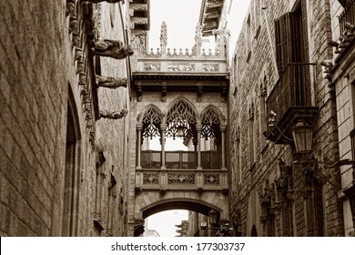 Gothic Quarter In Barcelona, Spain