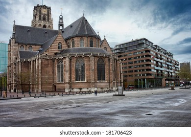 Gothic style Church of St Lawrence (Dutch: Grote of St Laurenskerk), city landmark and the oldest building in Rotterdam, Holland, Netherlands.