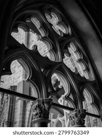 Gothic window frame in the medieval castle