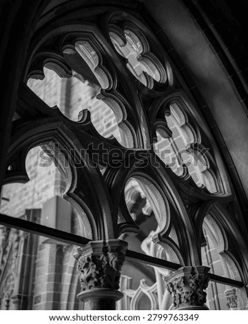 Gothic window frame in the medieval castle