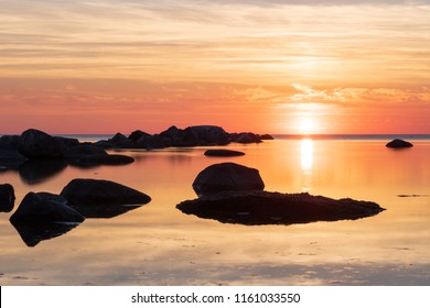 Gotland Landscape Near Visby, Sunset. Sweden.