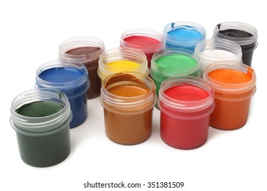 Gouache paints on white background - Shutterstock ID 351381509
