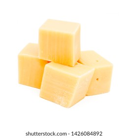 
Gouda Cheese Cubes Isolated On White Background