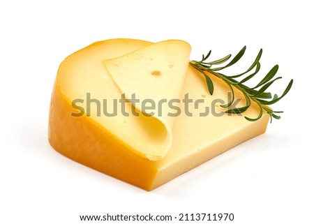 Gouda cheese, isolated on white background