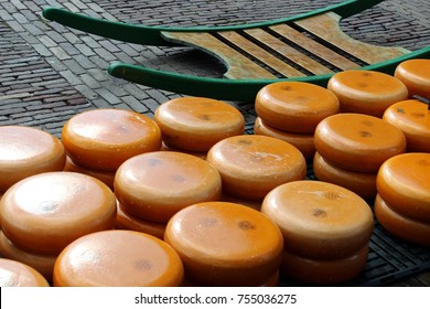 Gouda Cheese On Market In Alkmaar