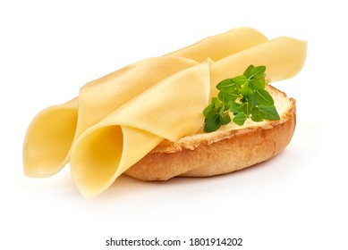 Gouda Cheese Sandwich, Isolated On White Background.