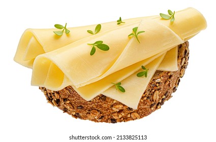 Gouda Cheese Slices On Rye Bread Isolated