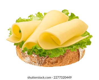 Gouda slices on bread, cheese sandwich isolated on white background - Powered by Shutterstock