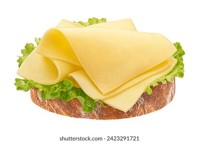 Gouda slices on bread, cheese sandwich isolated on white background - Powered by Shutterstock