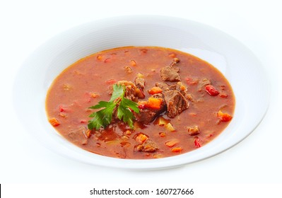 Goulash Soup In White Plate