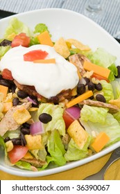 Gourmet Chicken Taco Salad, With Sparkling Water