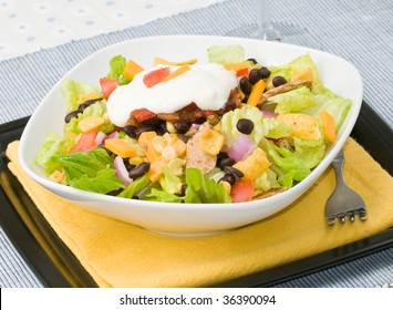 Gourmet Chicken Taco Salad, With Sparkling Water