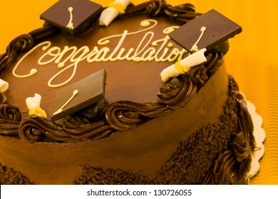 Gourmet Chocolate Cake Decorated For Graduation Party.