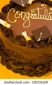 Gourmet Chocolate Cake Decorated For Graduation Party.