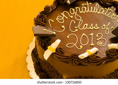 Gourmet Chocolate Cake Decorated For Graduation Party.