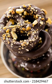 Gourmet Chocolate Covered Pretzels On A White Background.