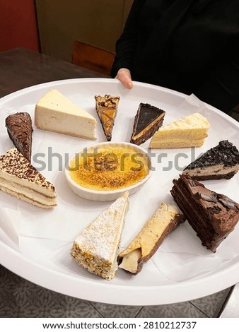 Gourmet Dessert Sampler Tray with Assorted Cakes and Crème Brûlée