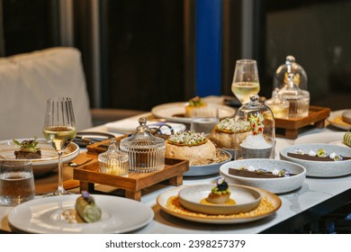 Gourmet dining experience with exquisite dish presentation. Fine dining and culinary art. - Powered by Shutterstock