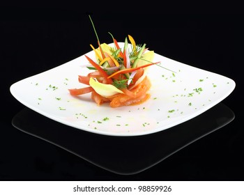 Gourmet Dish. Smoked Salmon With Vegetables